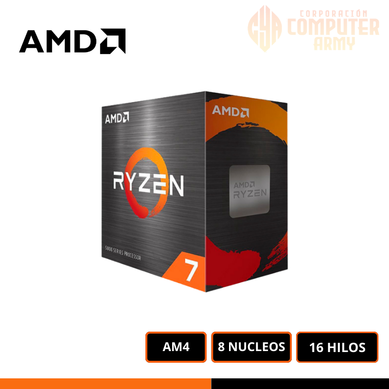 PROCESADOR (7) PROCESADOR AMD RYZEN 7 5700X , 3.4GHZ HASTA 4.6GHZ, CACHE 32MB, AM4, SIN COOLER (SOLO CON PC) - Imagen 1