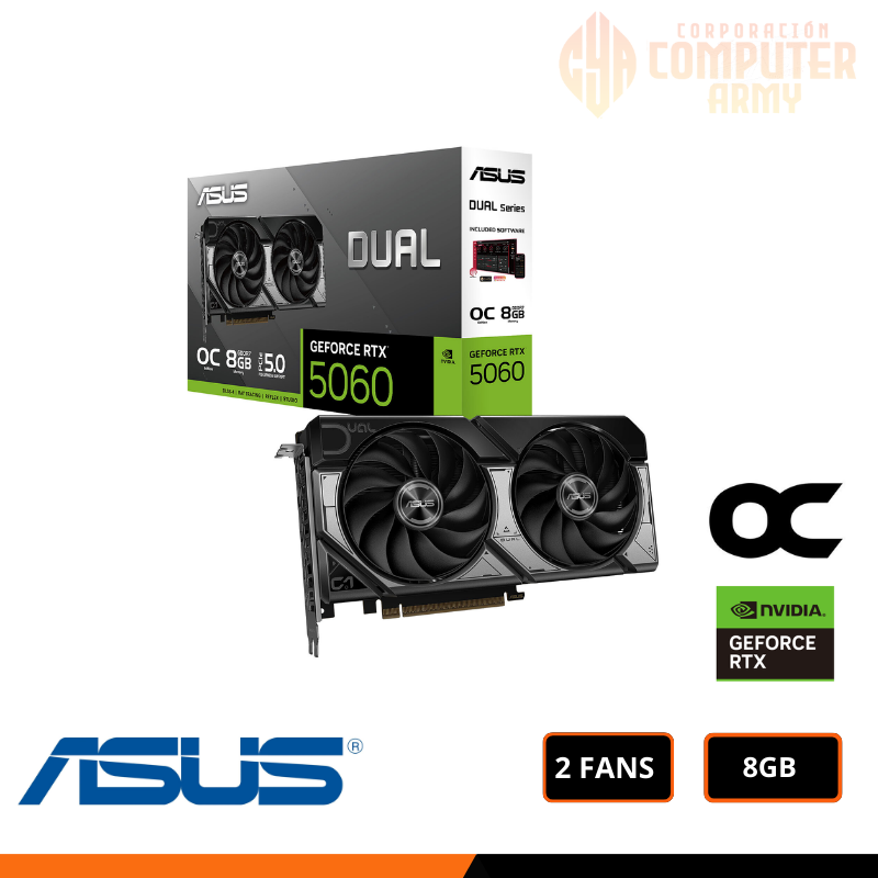 11 TARJETA DE VIDEO ASUS GEFORCE RTX 5060 8GB GDDR7 128BITS DUAL OC - Imagen 1