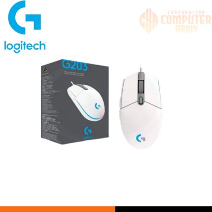 MOUSE LOGITECH G203 WHITE LIGHTSYNC OPTICAL 8000 DPI RGB