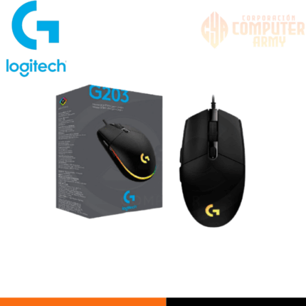 MOUSE LOGITECH G203 BLACK LIGHTSYNC OPTICAL 8000 DPI RGB