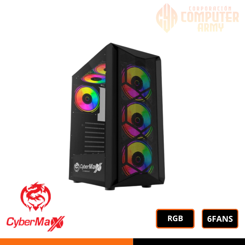 cases (19) CASE CYBERTEL ELEMENT 6 FAN RGB S/FUENTE MALLA FRONTAL - Imagen 1