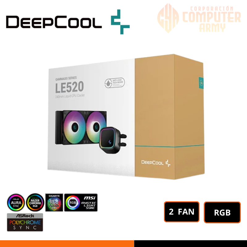 COOLER ACCESORIOS (14) REFRIGERACION LIQUIDA, DEEP COOL, LE520 A- 2FAN RGB - Imagen 1