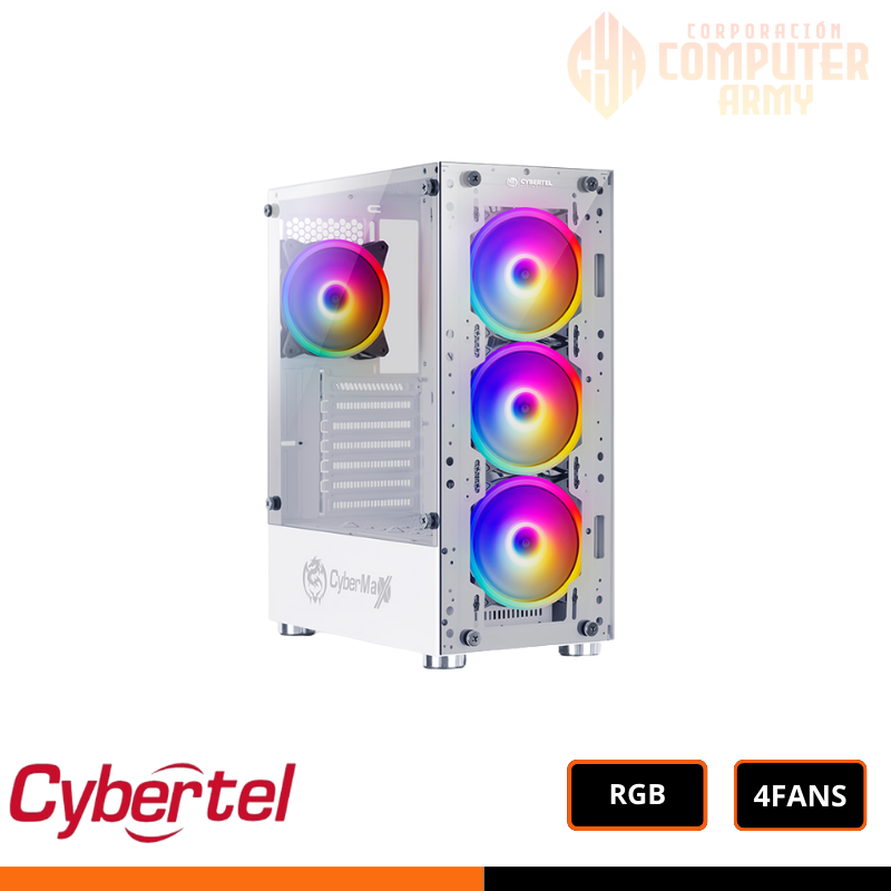 cases (17) CASE ENKORE KILLER WHITE 4 FAN RGB VIDRIO TEMPLADO - Imagen 1