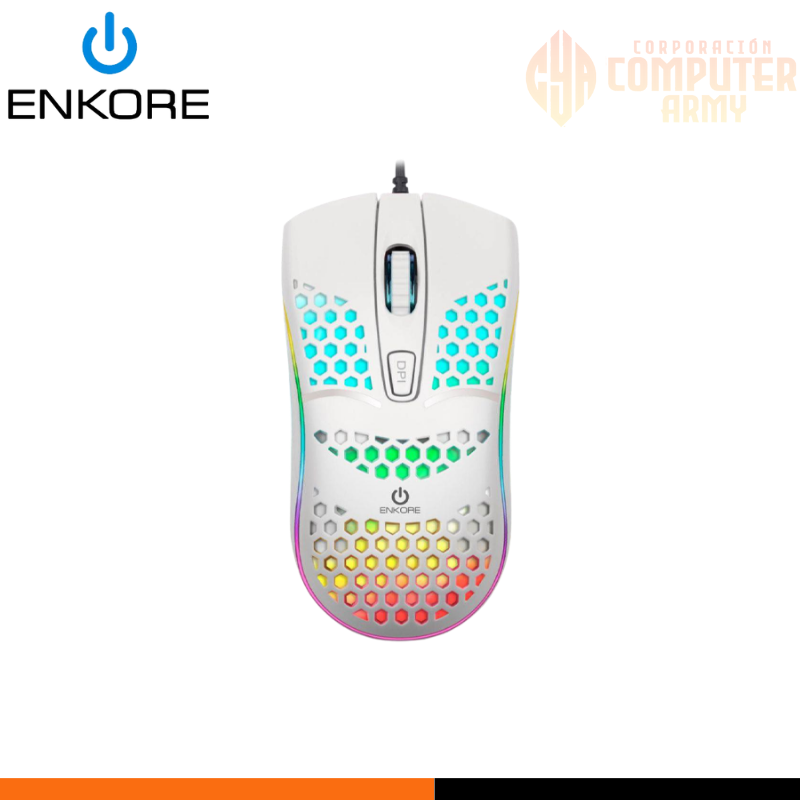 COOLER ACCESORIOS (4) Mouse Gamer Geox Ekm 121 USB Luces LED RGB blanco - Imagen 1
