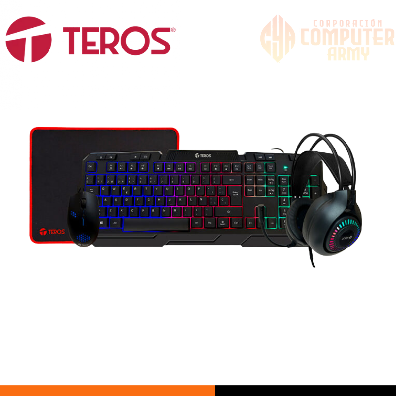 COOLER ACCESORIOS COMBO TEROS 4 EN 1 TECLADO + MOUSE + MOUSEPAD + AUDIFONOS - Imagen 1