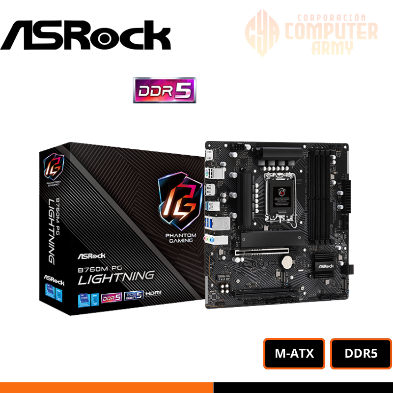 PLACAS (18) PLACA MADRE ASROCK B760M PG LIGHTNING DDR5 - Imagen 1