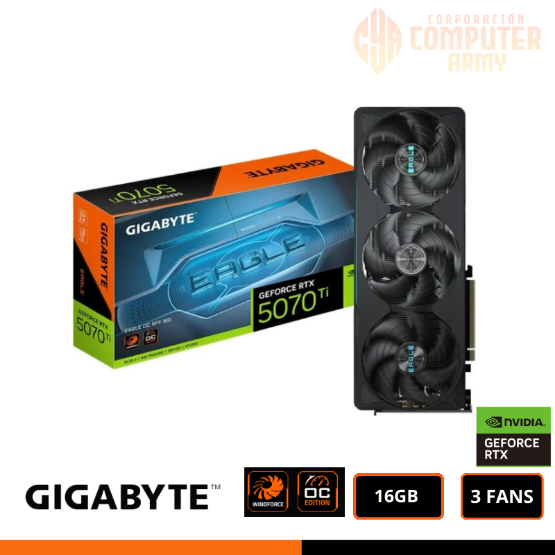 GRAFICAS (8) GIGABYTE GEFORCE RTX 5070Ti 16GB GDDR7 256BITS EAGLE OC - Imagen 1