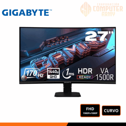 MONITOR GIGABYTE GS27QC CURVO, 27P, 2K 2560 X 1440, 1MS, 165HZ HDR