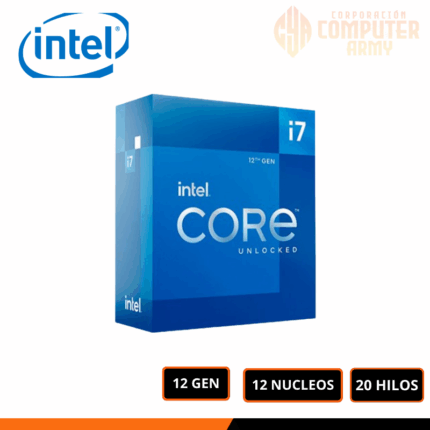 PROCESADOR INTEL CORE I7 12700KF, 3.6GHZ HASTA 5.0GHZ, CACHE 25MB, LGA 1700 (SOLO CON PC)