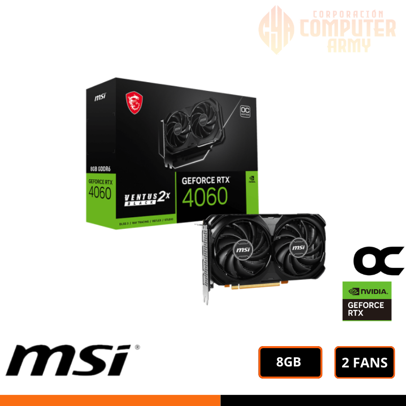 GRAFICAS (10) TARJETA DE VIDEO NVIDIA RTX 4060 8GB MSI VENTUS 2X - Imagen 1