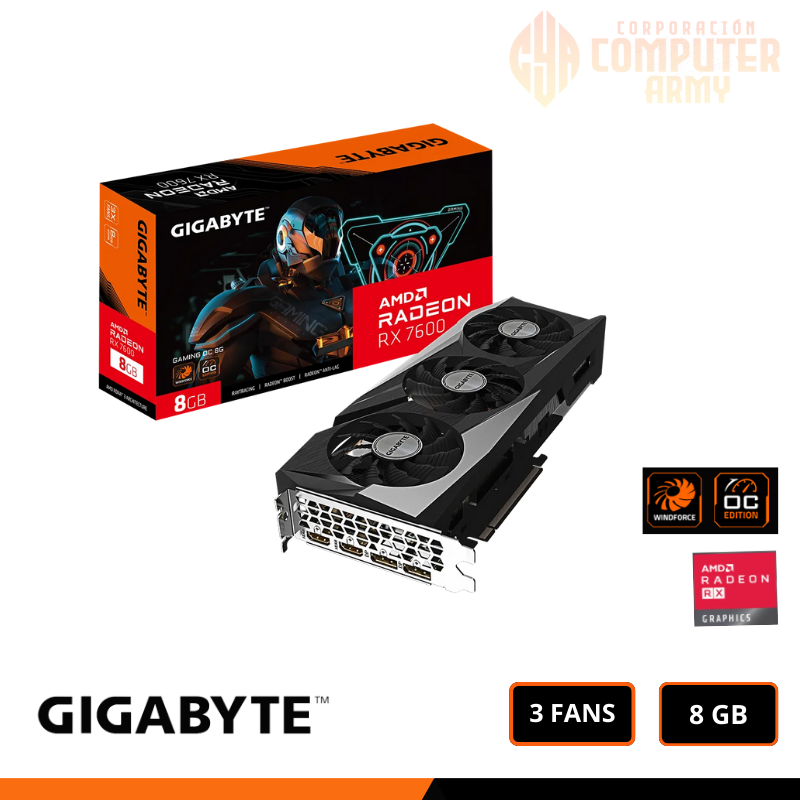 GRAFICAS (4) RADEON RX 7600 GIGABYTE GAMING OC 8GB GDDR6 - Imagen 1