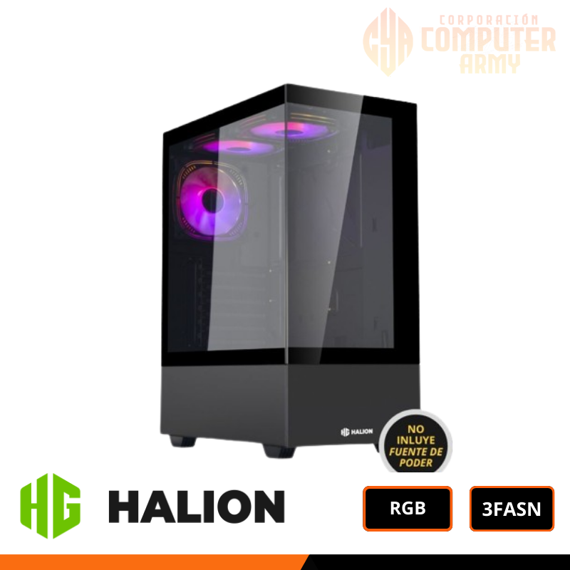cases (4) CASE GAMER HALION MARK 355 3 FANS RGB SN FUENTE - Imagen 1