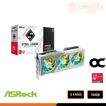 TARJETA GRAFICA ASROCK AMD RADEON RX 9060XT STEEL LEGEND OC TRIPLE FAN 16GB GDDR6