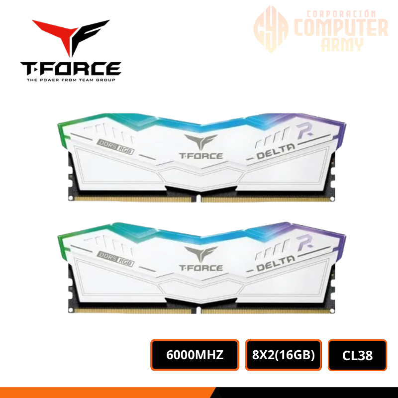 MEMORIAS RAM (4) MEMORIA RAM T-FORCE DELTA R DDR5 RGB 16 GB 6000 MHZ (2x8) - Imagen 1