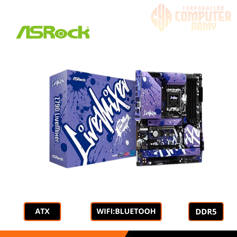 PLACAS (16) PLACA MADRE ASROCK Z790 LIVEMIXER D5 1700 ATX / WIFI/ BLUETOOH - Imagen 1