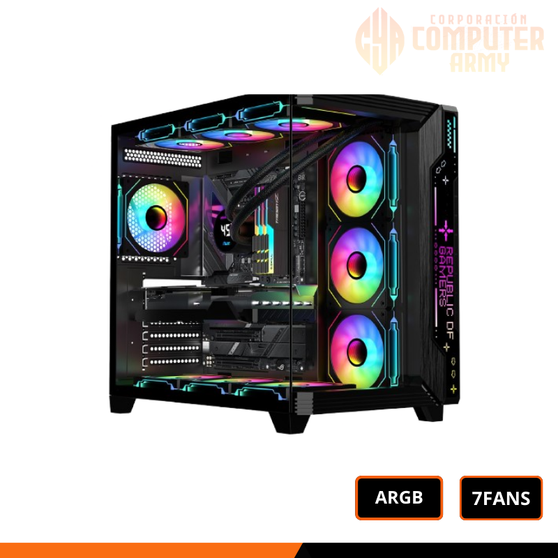 cases (1) CASE REPUBLIC OF GAMER ATX MAX 7 FANS ARGB +CONTROL - Imagen 1