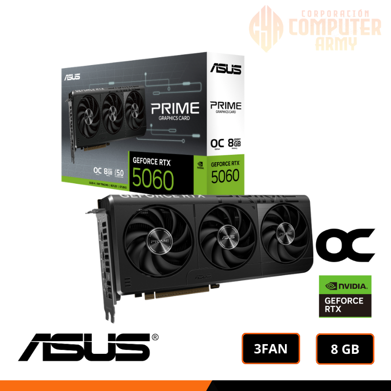 GRAFICAS (1) TARJETA DE VIDEO ASUS PRIME GeForce RTX 5060 8GB GDDR7 OC - Imagen 1