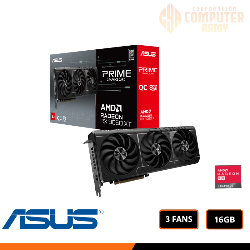GRAFICAS (8) TARJETA DE VIDEO ASUS PRIME RADEON RX 9060XT 16GB GDDR6 OC Edition - Imagen 1