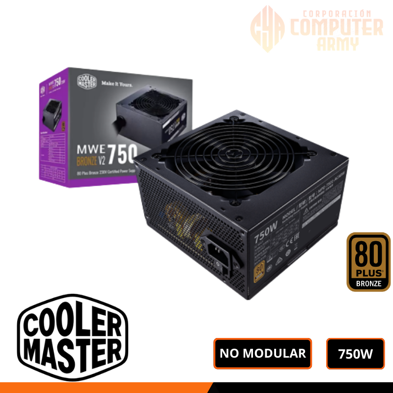 FUENTE (8) FUENTE DE PODER COOLER MASTER V2 750W 80 PLUS BRONZE - Imagen 1
