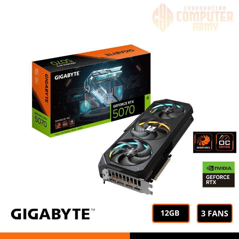 GRAFICAS (13) TARJETA DE VIDEO GeForce RTX 5070 GIGABYTE GAMING OC 12G EDITION CON RGB - Imagen 1
