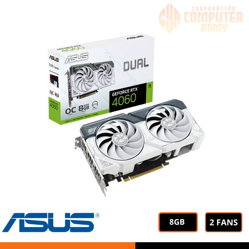 GRAFICAS (14) TARJETA DE VIDEO ASUS DUAL GEFORCE RTX4060 WHITE OC EDITION 8GB - Imagen 1