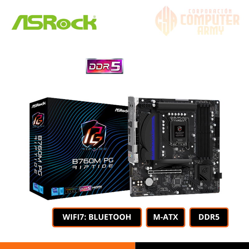 PLACAS (26) PLACA MADRE ASRock B760M PG Riptide WIFI - Imagen 1
