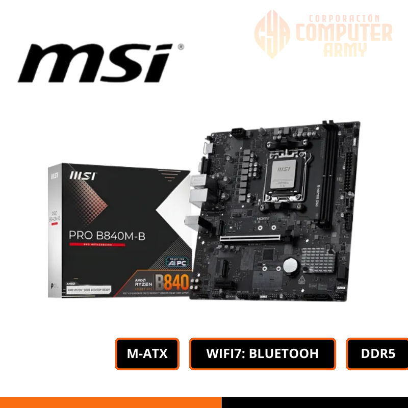 PLACAS (30) PLACA MADRE MSI PRO B840M-B AMD AM5 DDR5 - Imagen 1