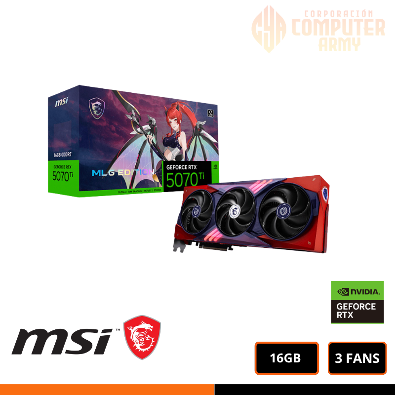 5070ti mlg Tarjeta de video MSI RTX 5070TI MLG EDITION, 16GB, GDDR7, PCI-Express 5.0 - Imagen 1