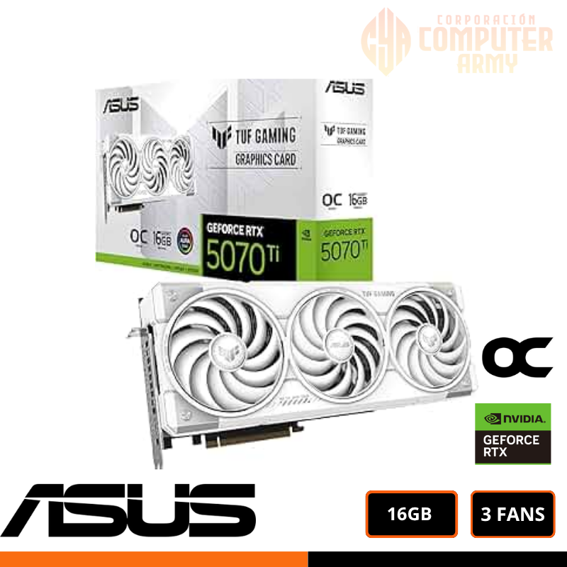 GRAFICAS (8) TARJETA DE VIDEO ASUS TUF Gaming GeForce RTX ™ 5070Ti 16GB GDDR7 White OC Edition (SALE CON PC ) - Imagen 1