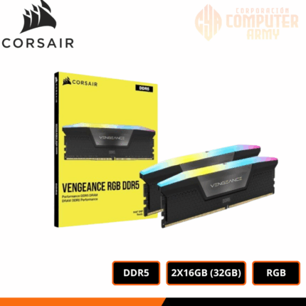 MEMORIA RAM CORSAIR 32GB (2X16GB) VENGEANCE RGB DDR5 6000HZ