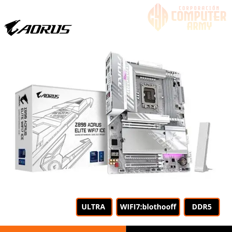 PROCESADOR (1) Motherboard GIGABYTE Z890 AORUS ELITE WIFI7 ICE, Chipset Intel Z890, LGA 1851, ATX - Imagen 1