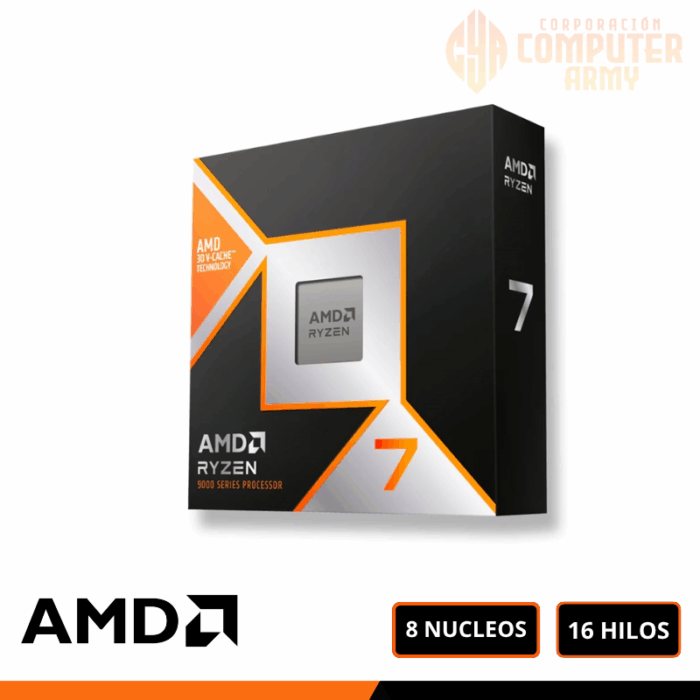 PROCESADOR AMD RYZEN 7 9800X3D, 4.7GHZ HASTA 5.2GHZ, CACHE 96 MB, AM5, SIN COOLER