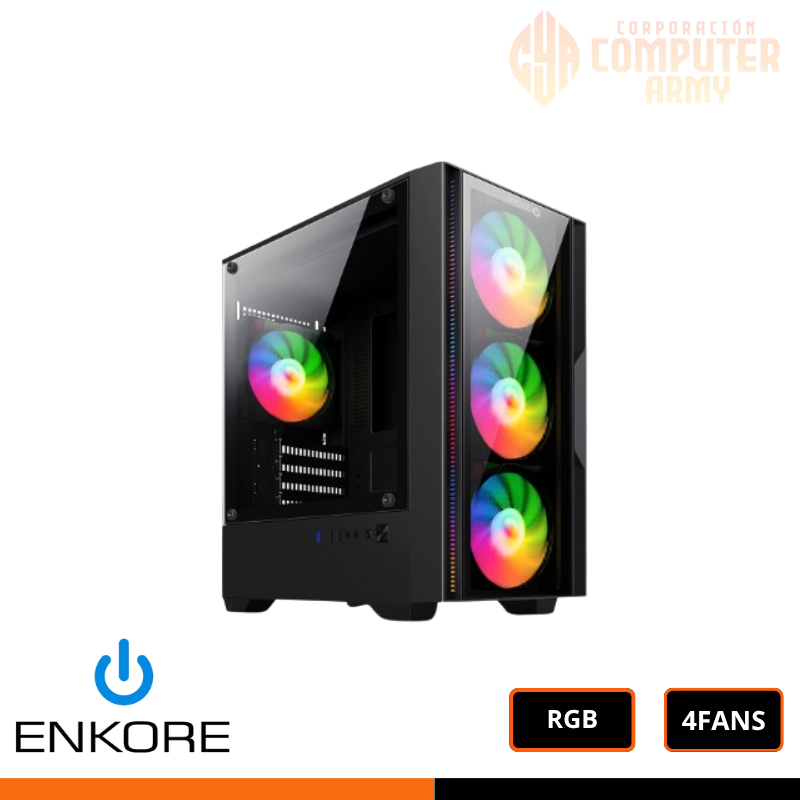 cases (27) CASE GAMER ENKORE LEVITROM USB 3 4FAN S/FUENTE RAIMBOW - Imagen 1