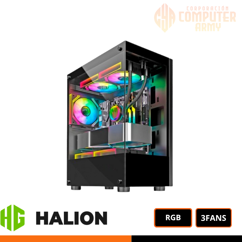 cases (31) CASE GAMER HALION MARK 355 FISH TANK 3 FANS RGB - Imagen 1