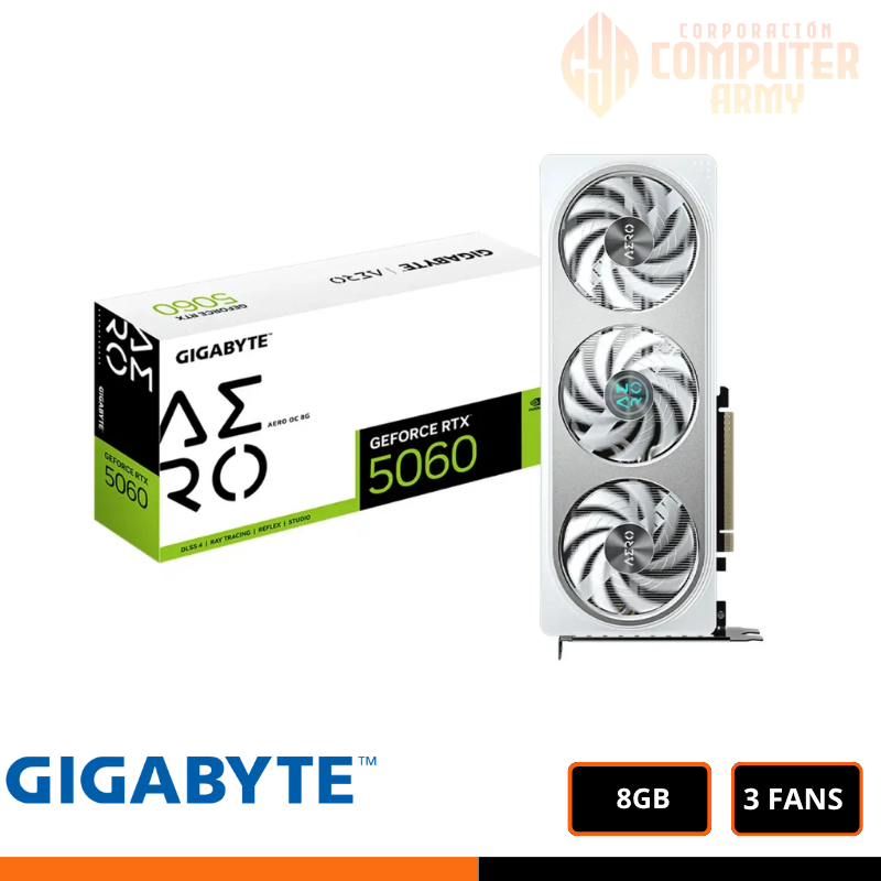 GRAFICAS (1) TARJETA DE VIDEO GIGABYTE GEFORCE RTX 5060 8GB GDDR7 128BITS AERO OC - Imagen 1
