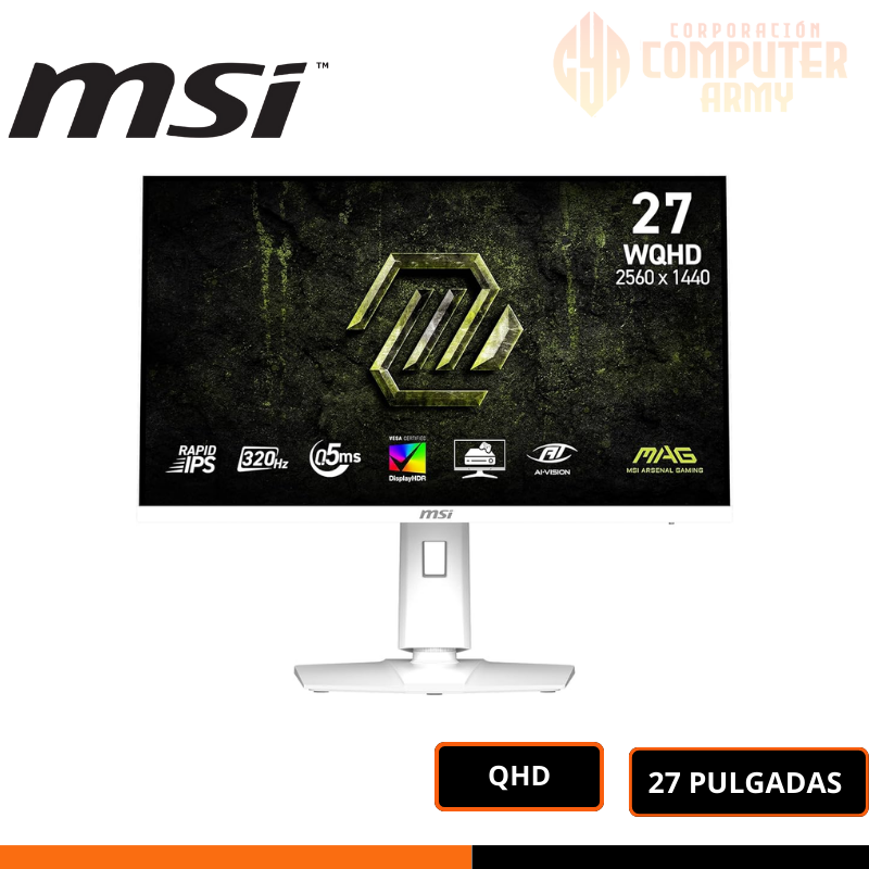 MONITORES (3) MONITOR MSI MAG 274QRFW-X32 27' QHD 320HZ 0.5MS HDMI DP WHITE - Imagen 1