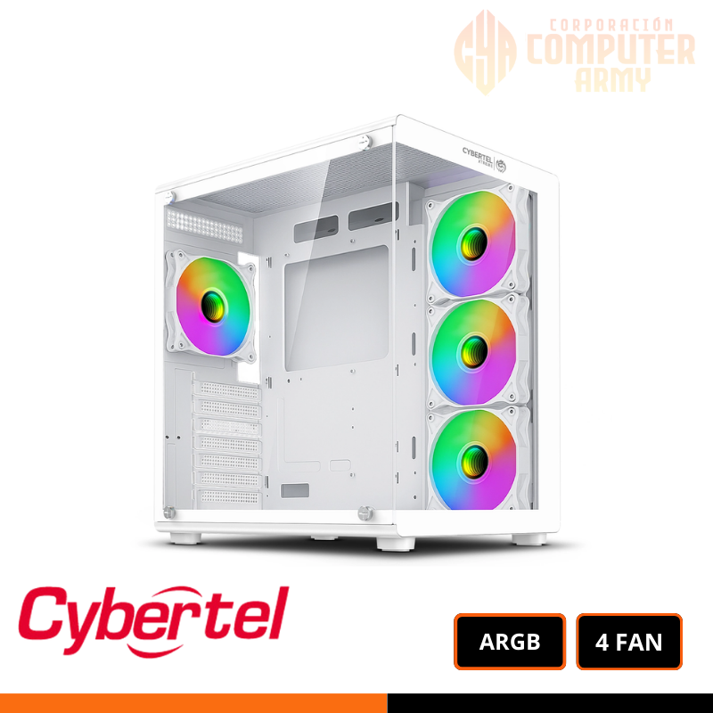 cases (4) CASE GAMER XTREM WHITE CBX USB C 4FAN RGB PECERA - Imagen 1