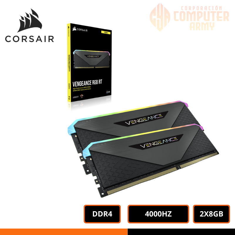 36 MEMORIA RAM CORSAIR VENGEANCE RGB RT 16GB (2X8GB) DDR4 4000MHZ CL18 - Imagen 1