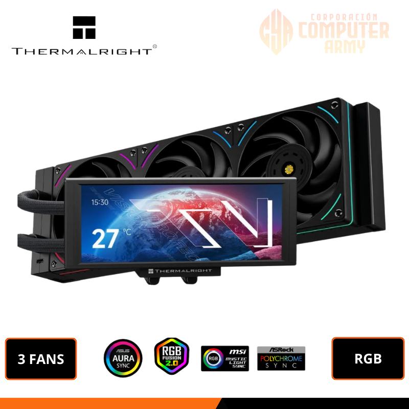 COOLER ACCESORIOS (1) THERMALRIGHT TROFEO VISION 360 ARGB BLACK COOLER CPU REFRIGERACION LIQUIDA COMPATIBLE AMD/INTEL - Imagen 1