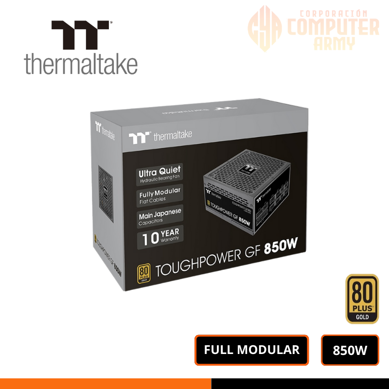 FUENTE FUENTE THERMALTAKE TOUGHPOWER GT SERIES 850W 80 PLUS GOLD FULL MODULAR - Imagen 1