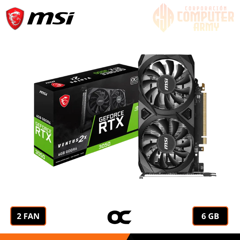 GRAFICAS (1) Tarjeta De Video Msi Geforce Rtx 3050 Ventus 2x Oc 6gb Gddr6 - Imagen 1