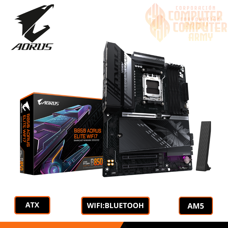 PLACAS (2) PLACA MADRE AORUS B850 ELITE WIFI7 ATX AMD DDR5/AM5 - Imagen 1
