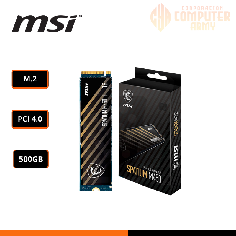 SSD SSD MSI SPATIUM M450 500GB NVMe M.2 2280 PCIe 4.0 - Imagen 1