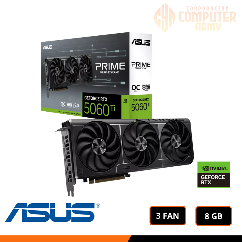 3 TARJETA DE VIDEO ASUS GEFORCE RTX 5060Ti 8GB GDDR7 128BITS PRIME OC - Imagen 1