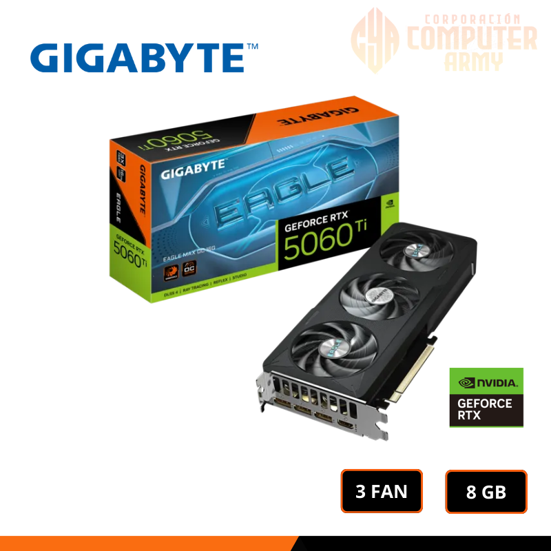 4 TARJETA DE VIDEO GIGABYTE GEFORCE RTX 5060Ti 8GB GDDR7 128BITS EAGLE MAX OC - Imagen 1