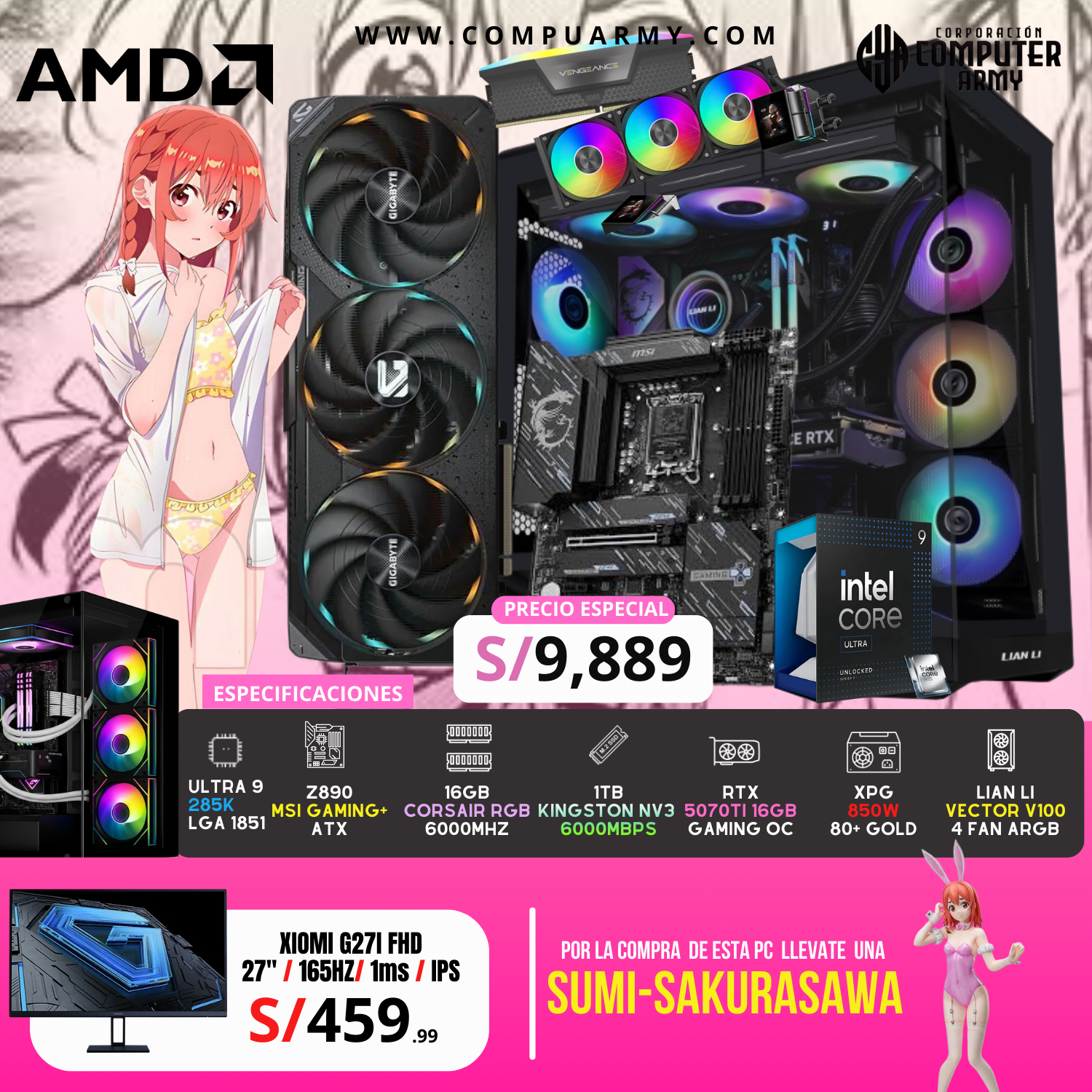 5090 PC BUILD SUMI INTEL ULTRA 9 285K + 5070TI 16GB - Imagen 1