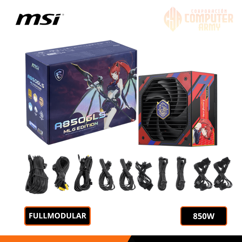 FUENTE (1) FUENTE DE PODER MSI A850GLS 80 PLUS GOLD FULL MODULAR MLG EDITION - Imagen 1