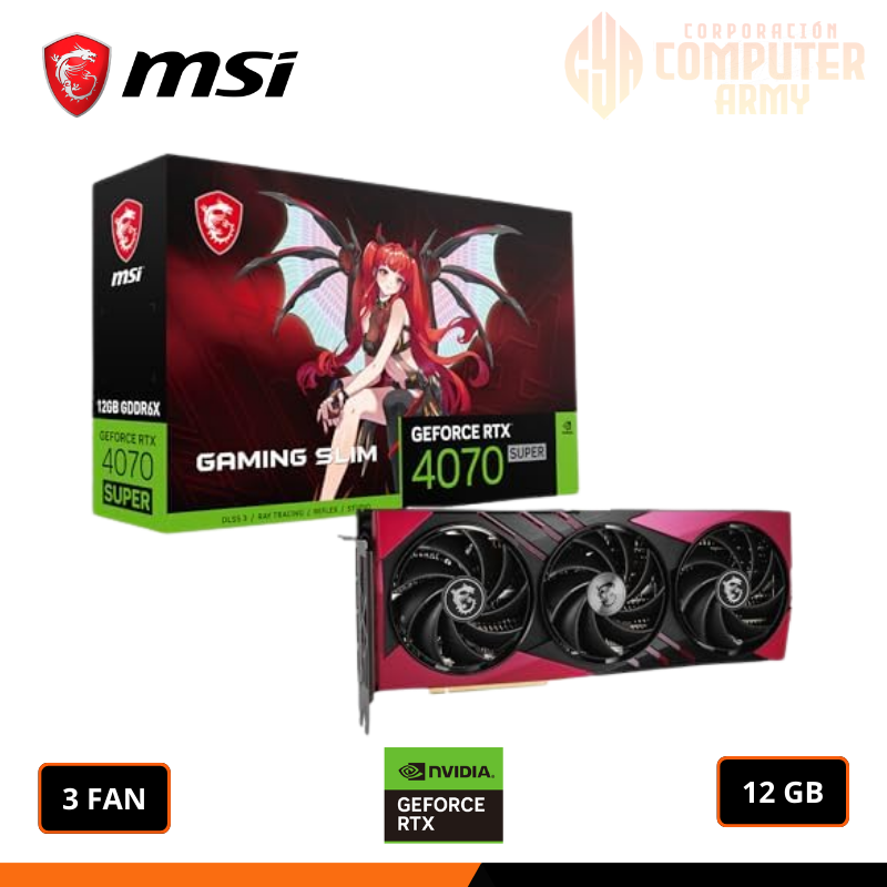 GRAFICAS (15) TARJETA GRAFICA MSI RTX 4070 SUPER 12G GAMING X SLIM MLG, 12GB GDDR6X, PCI-E 4.0 (CON PC) - Imagen 1