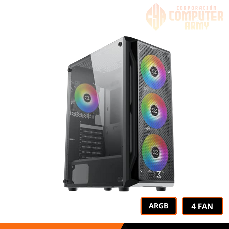 cases (1) CASE VALORANT 4 FAN ARGB C/FUENTE 500W 80+ PLUS WHITE - Imagen 1