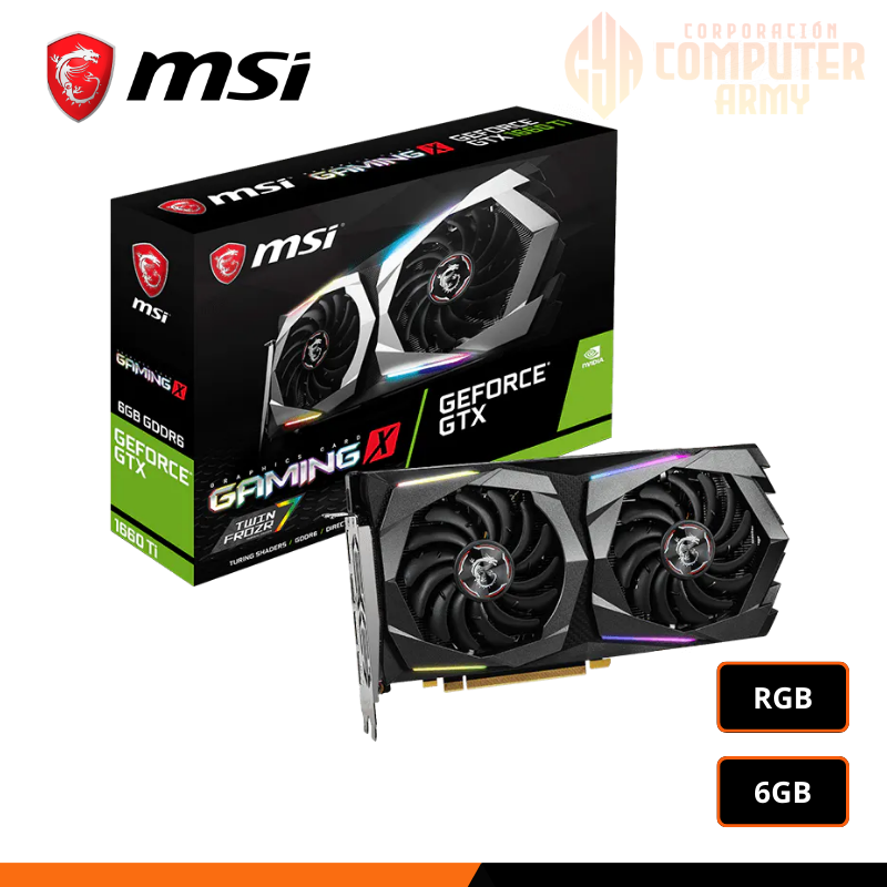 GRAFICAS (9) TARJETA DE VIDEO GTX 1660TI MSI GAMING X 6GB RGB - Imagen 1